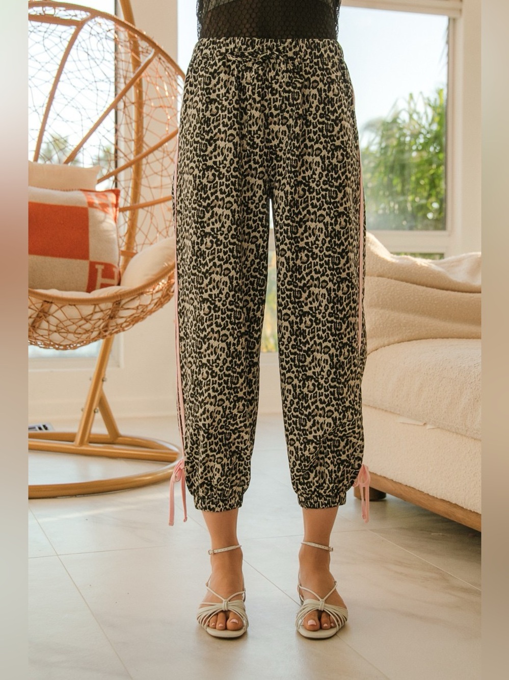 BiBi Leopard Prtins With Side Line Details Drawstrings
